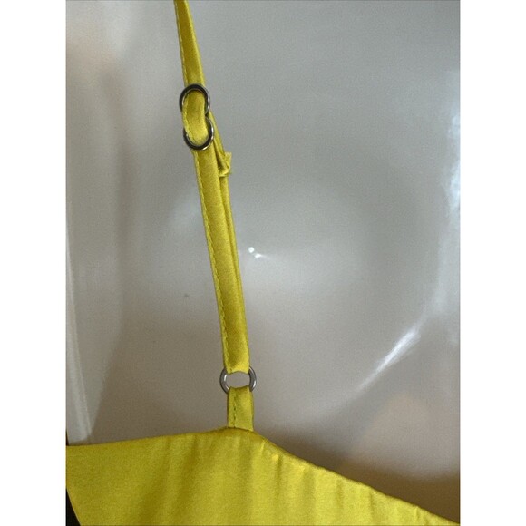 Lovers + Friends Nate Size M Front Tie Cut Out Mini Dress Chartreuse Yellow - Picture 9 of 13